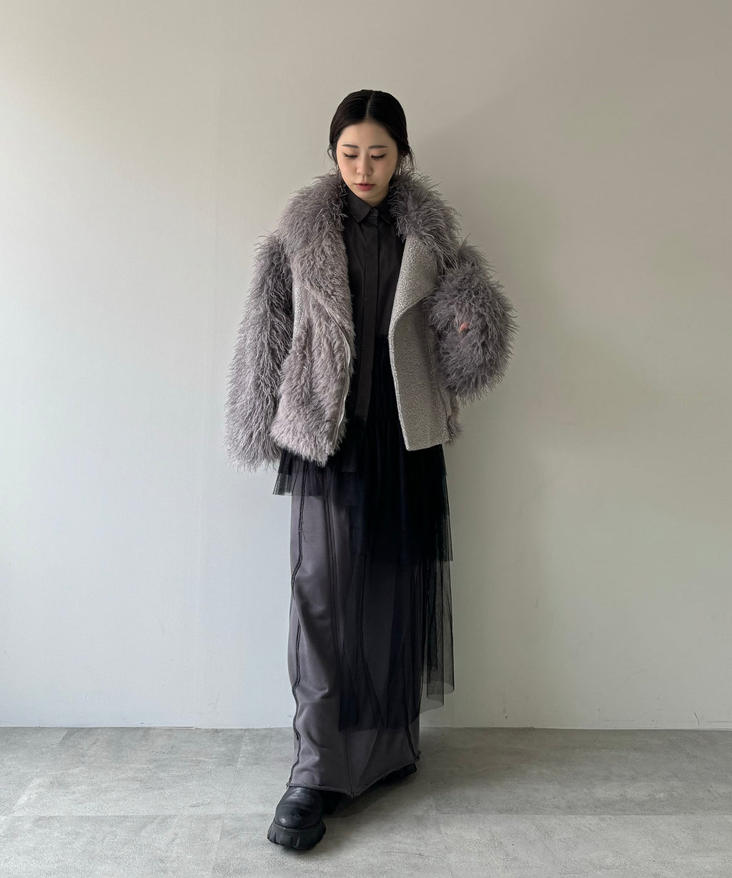 LA BELLE ETUDE 異素材ファー　ライダース 異素材ボリュームファーライダースジャケット/163cm – LA BELLE ETUDE