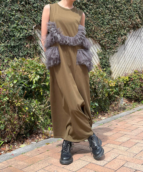 ボリュームフリルチュールデザインカットワンピース/167cm Size1