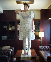 【Lam Balm】アンティークライクボリュームティアードワンピース