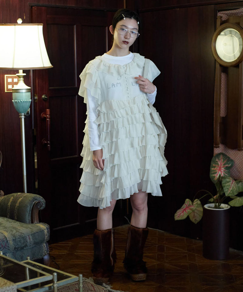 【Lam Balm】アンティークライクボリュームティアードワンピース