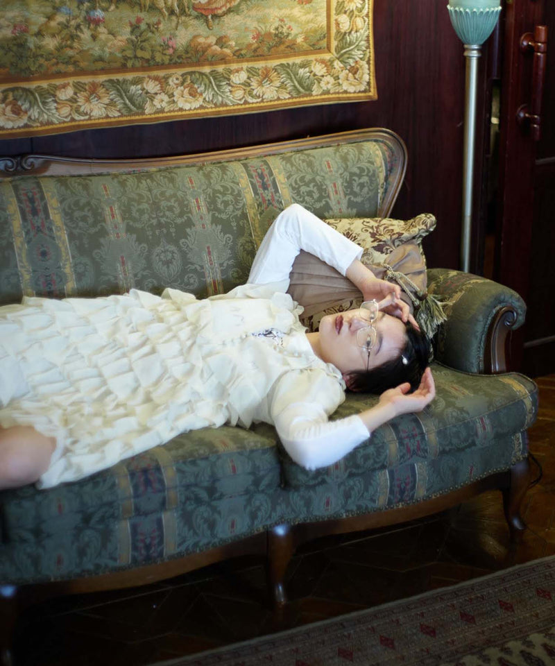 【Lam Balm】アンティークライクボリュームティアードワンピース