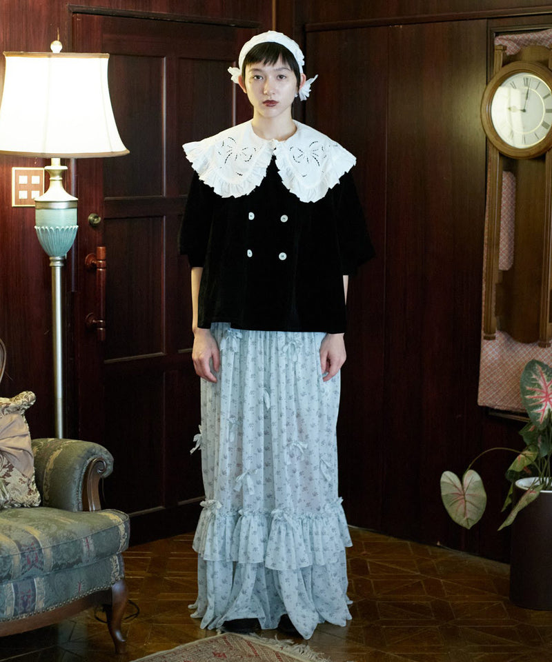 【Lam Balm】ドロップパフスリーブベロアジャケット