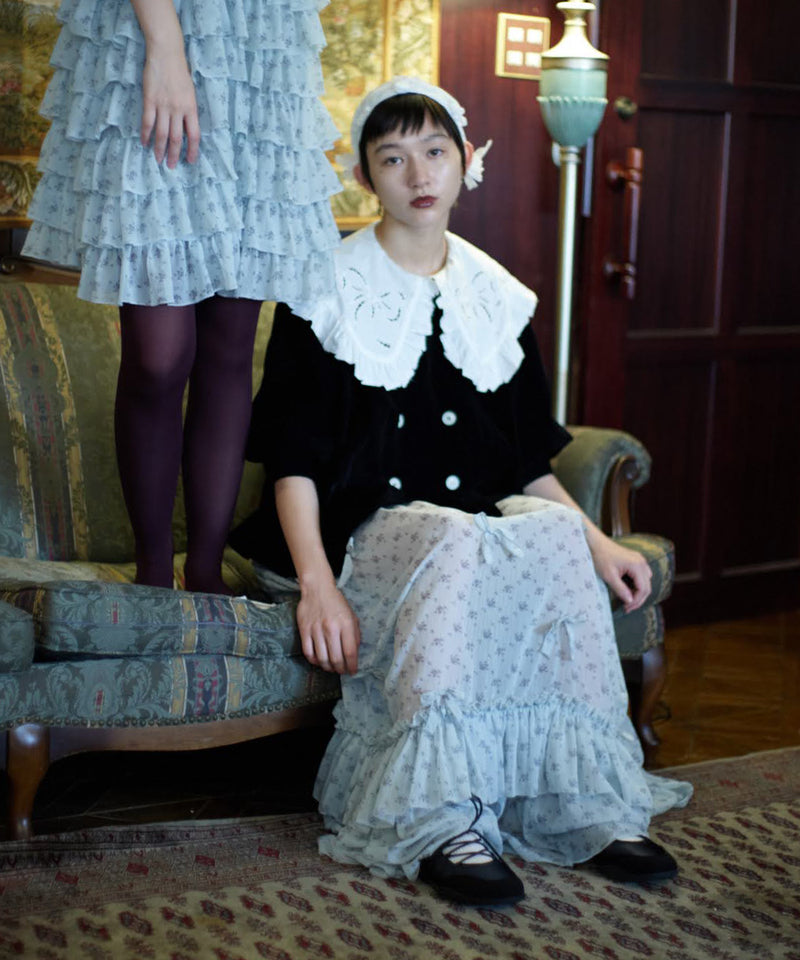 【Lam Balm】ドロップパフスリーブベロアジャケット