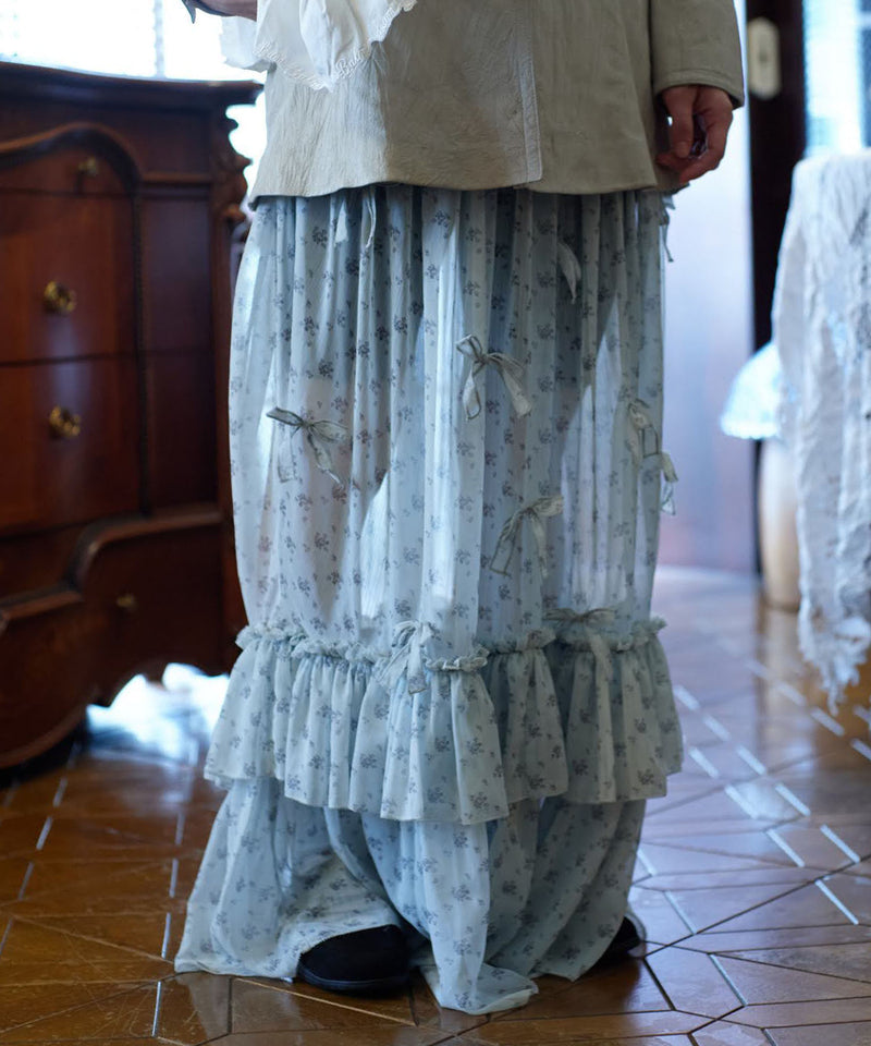 【Lam Balm】アンティークライクスカートウィズボウ