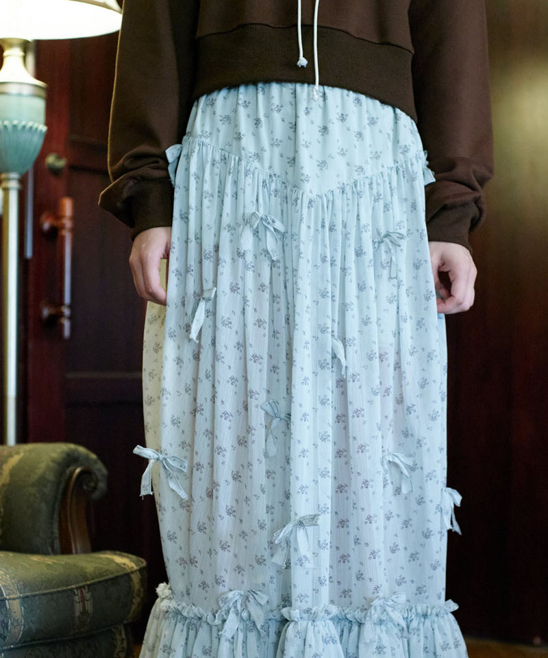 【Lam Balm】アンティークライクスカートウィズボウ