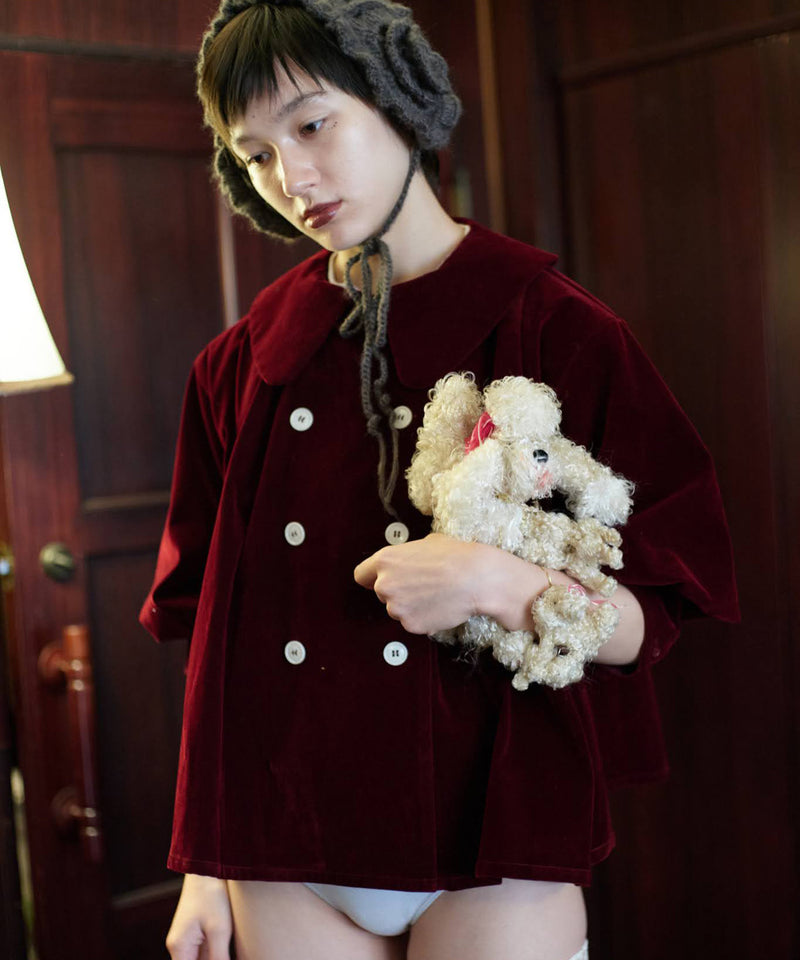 【Lam Balm】ドロップパフスリーブベロアジャケット