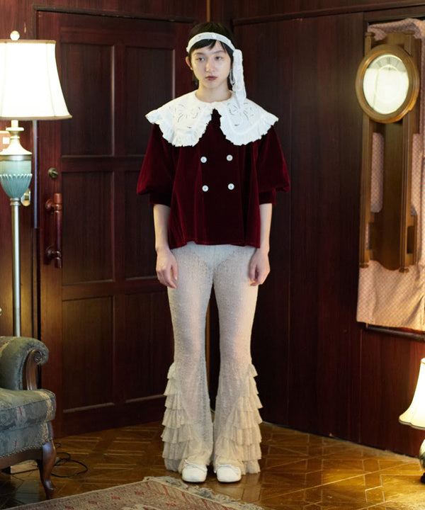 【Lam Balm】レースヘムティアードパンツ