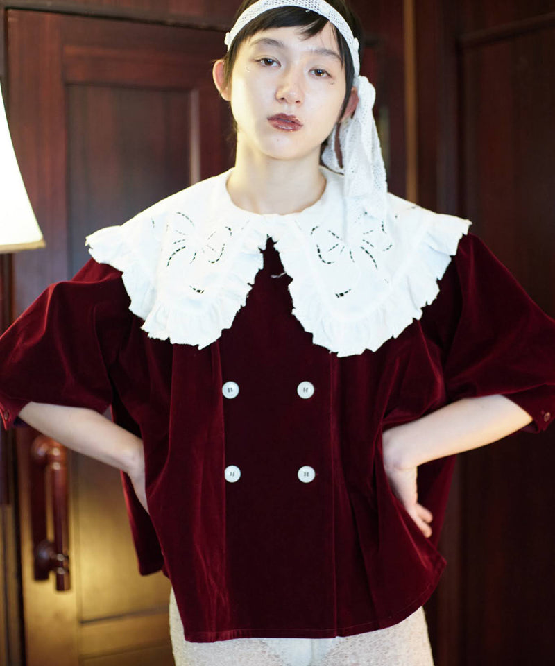 【Lam Balm】ドロップパフスリーブベロアジャケット