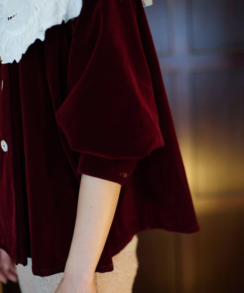 【Lam Balm】ドロップパフスリーブベロアジャケット