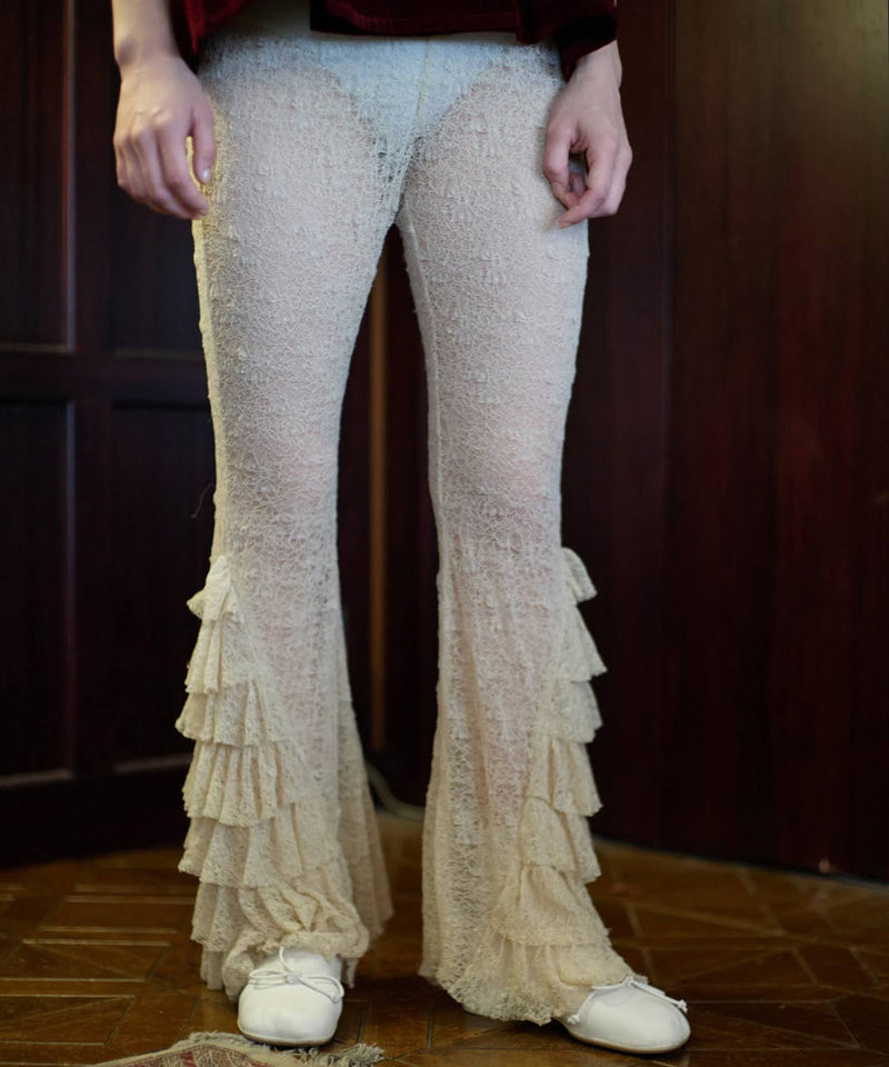 【Lam Balm】レースヘムティアードパンツ