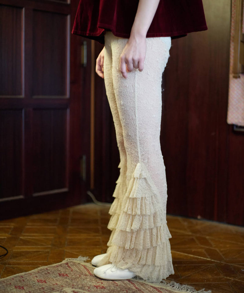 【Lam Balm】レースヘムティアードパンツ