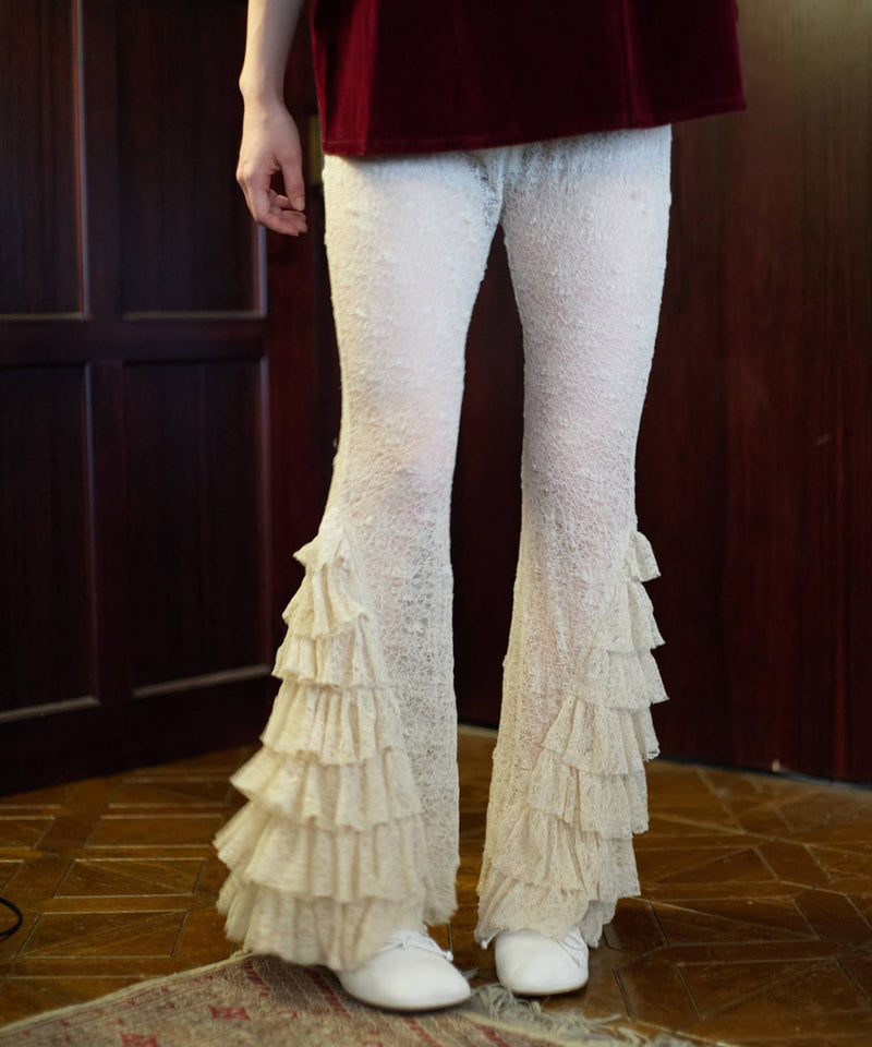 【Lam Balm】レースヘムティアードパンツ