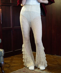 【Lam Balm】レースヘムティアードパンツ