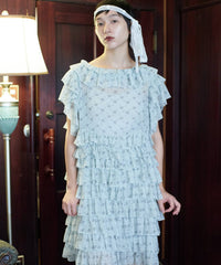 【Lam Balm】アンティークライクボリュームティアードワンピース