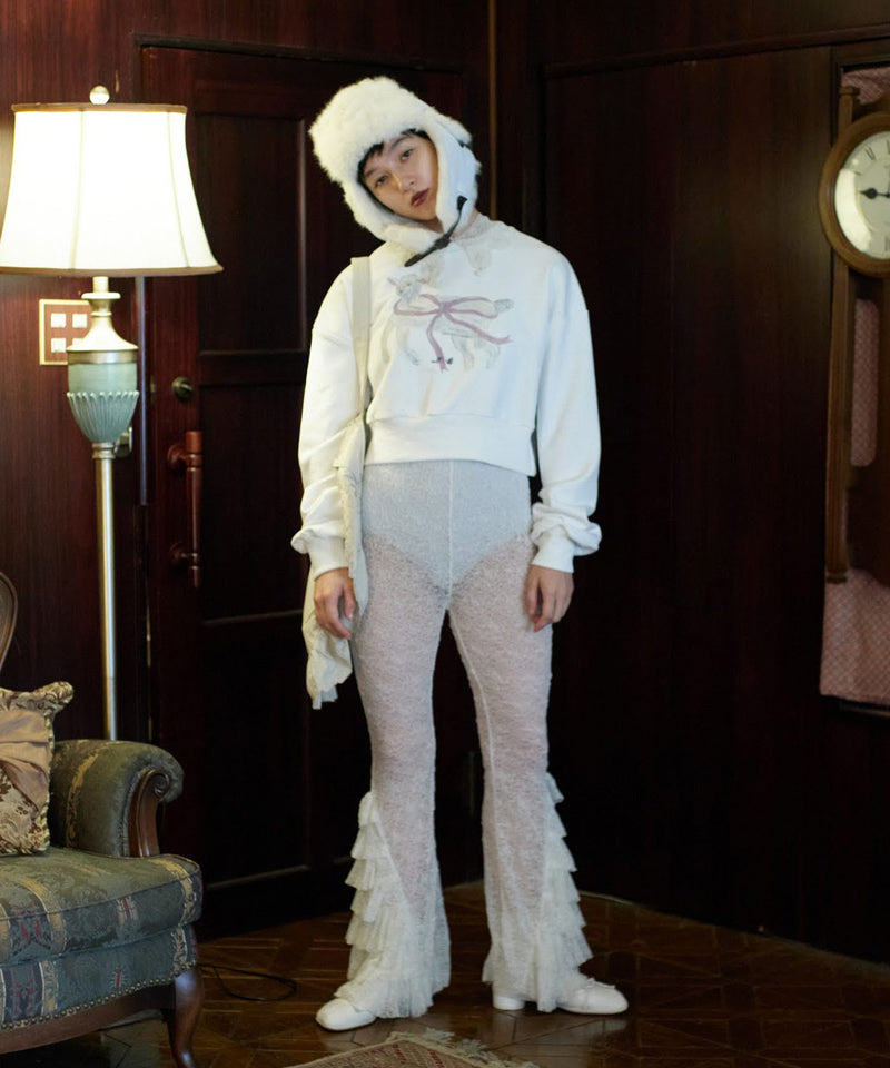 【Lam Balm】レースヘムティアードパンツ