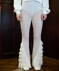 【Lam Balm】レースヘムティアードパンツ