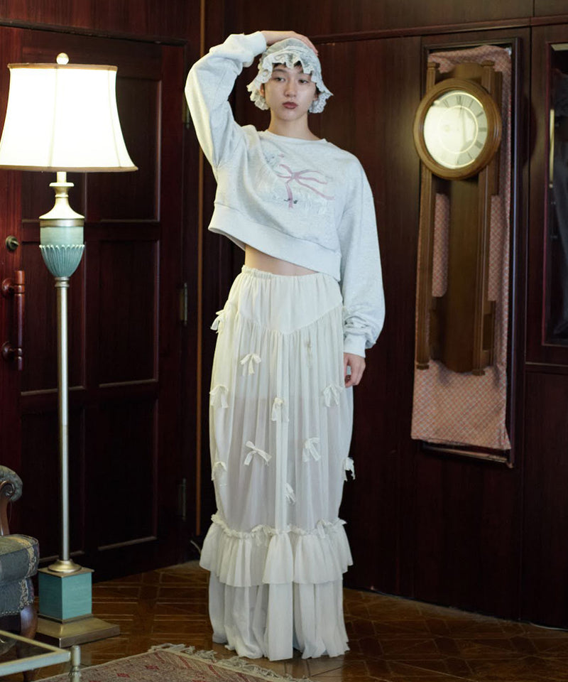 【Lam Balm】アンティークライクスカートウィズボウ