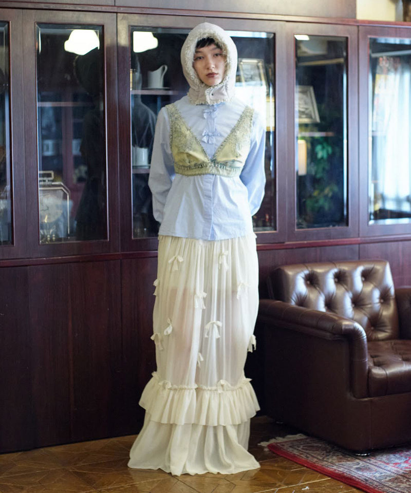 【Lam Balm】アンティークライクスカートウィズボウ