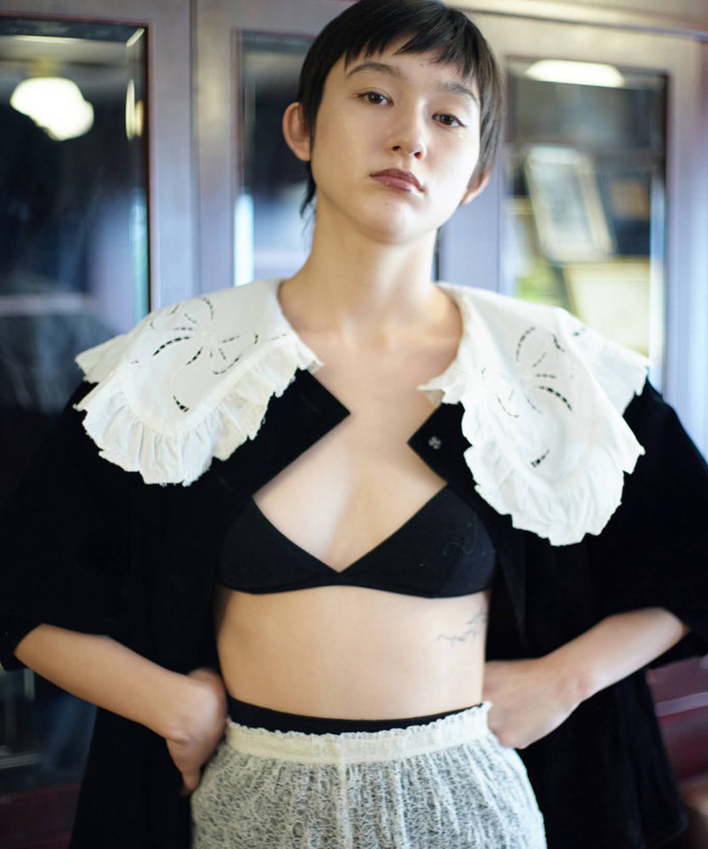 【Lam Balm】ドロップパフスリーブベロアジャケット