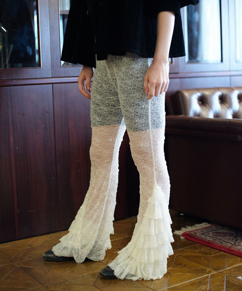 【Lam Balm】レースヘムティアードパンツ