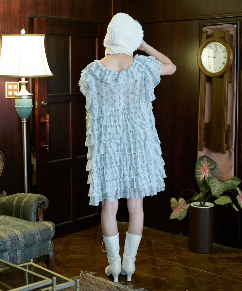 【Lam Balm】アンティークライクボリュームティアードワンピース