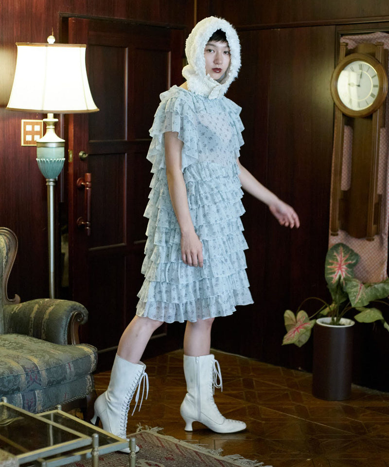 【Lam Balm】アンティークライクボリュームティアードワンピース