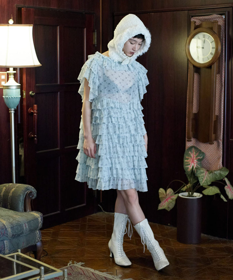 【Lam Balm】アンティークライクボリュームティアードワンピース