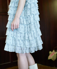 【Lam Balm】アンティークライクボリュームティアードワンピース