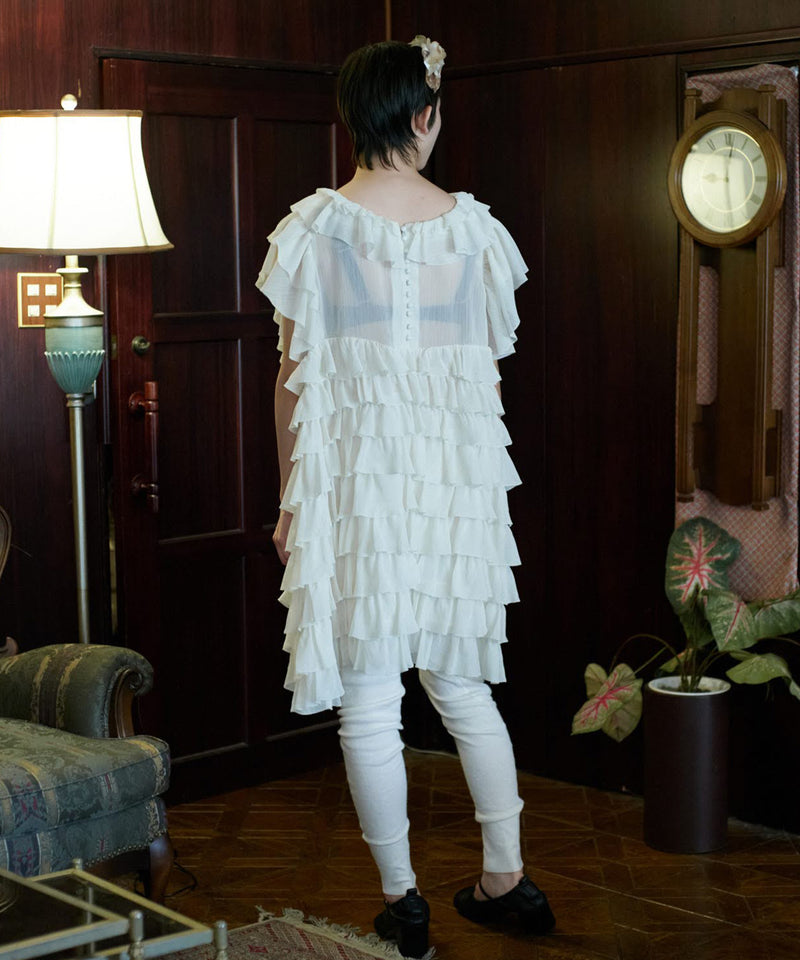 【Lam Balm】アンティークライクボリュームティアードワンピース