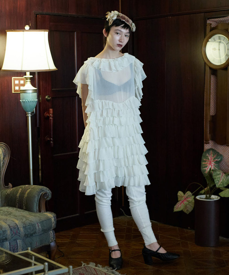 【Lam Balm】アンティークライクボリュームティアードワンピース