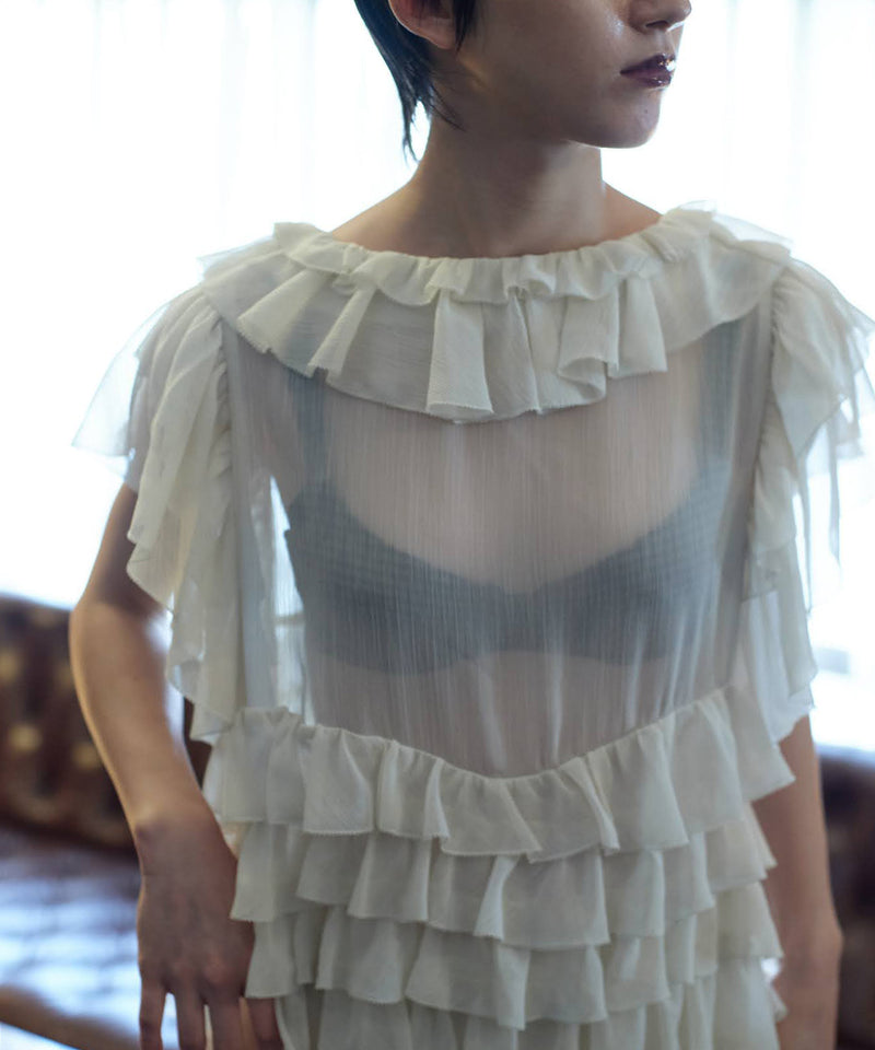 【Lam Balm】アンティークライクボリュームティアードワンピース