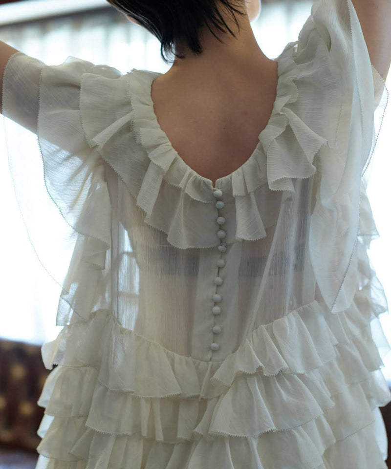 【Lam Balm】アンティークライクボリュームティアードワンピース