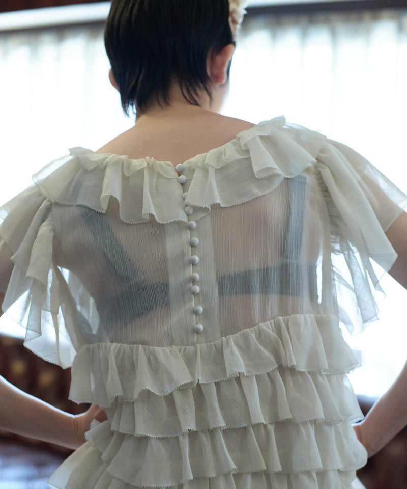 【Lam Balm】アンティークライクボリュームティアードワンピース