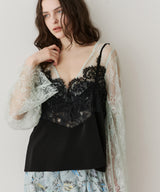 【予約】モチーフレース×サテンキャミ