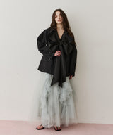 カーブスリーブボウタイリボンショートトレンチ