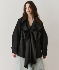 カーブスリーブボウタイリボンショートトレンチ