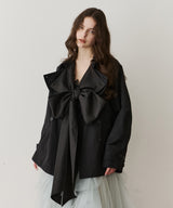 カーブスリーブボウタイリボンショートトレンチ