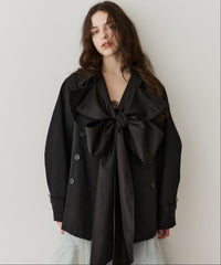 カーブスリーブボウタイリボンショートトレンチ