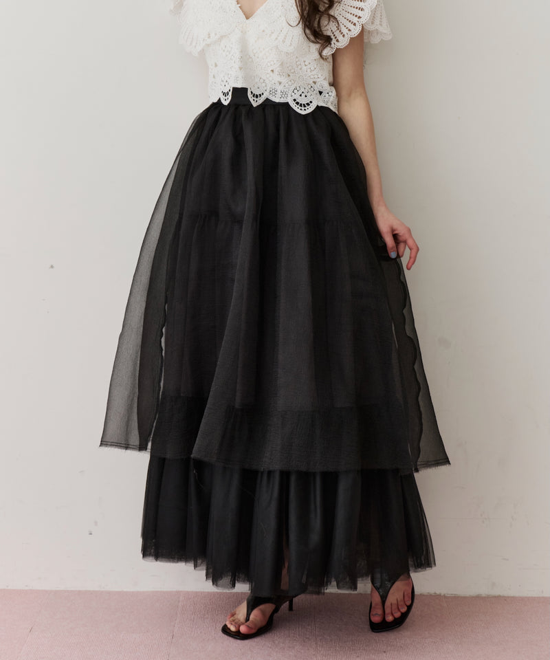 J1U by LA BELLE ETUDE ボリュームチュールリボンスカート 黒 Bella ボリュームチュールスカート – LA BELLE ETUDE online store