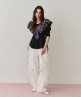 【再入荷】デニム×ギャザーチュールパンツ