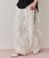 【再入荷】デニム×ギャザーチュールパンツ