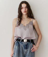 【予約開始待ち】レースモチーフマットサテンキャミ