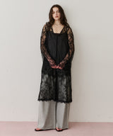 【予約】ボタンディテールサテンレースキャミチュニック