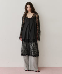 【予約】ボタンディテールサテンレースキャミチュニック