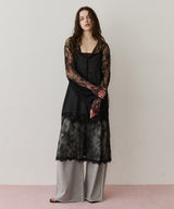 【予約】ボタンディテールサテンレースキャミチュニック