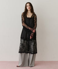 【予約】ボタンディテールサテンレースキャミチュニック