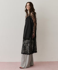 【予約】ボタンディテールサテンレースキャミチュニック