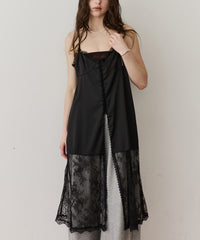 【予約】ボタンディテールサテンレースキャミチュニック