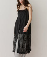 【予約】ボタンディテールサテンレースキャミチュニック