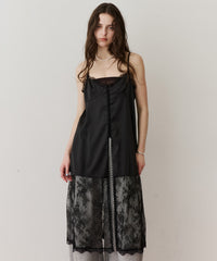 【予約】ボタンディテールサテンレースキャミチュニック